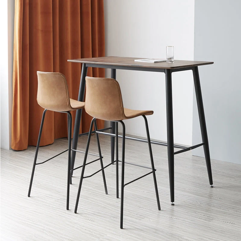 Sgabello da bancone con poggiapiedi con schienale basso Sgabello da bar moderno pelle per interni Clearhalo