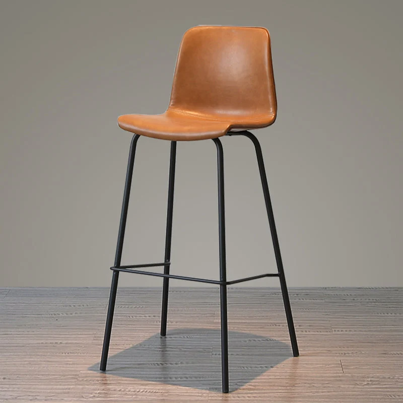Sgabello da bancone con poggiapiedi con schienale basso Sgabello da bar moderno pelle per interni Clearhalo