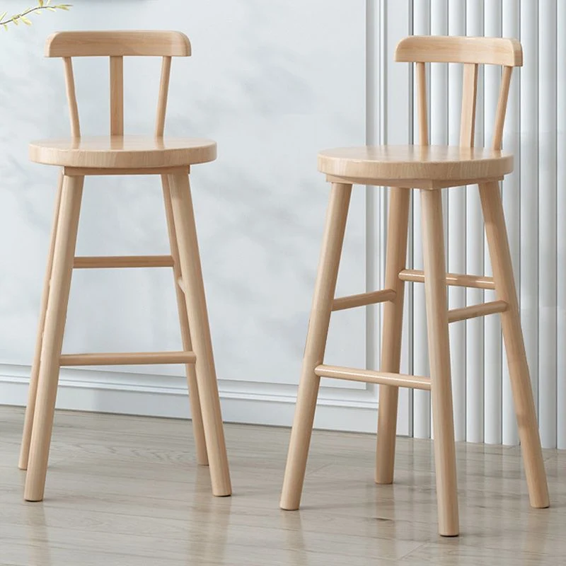 Sgabello da bancone con poggiapiedi legno massello Sgabello da bar moderno con schienale basso Clearhalo