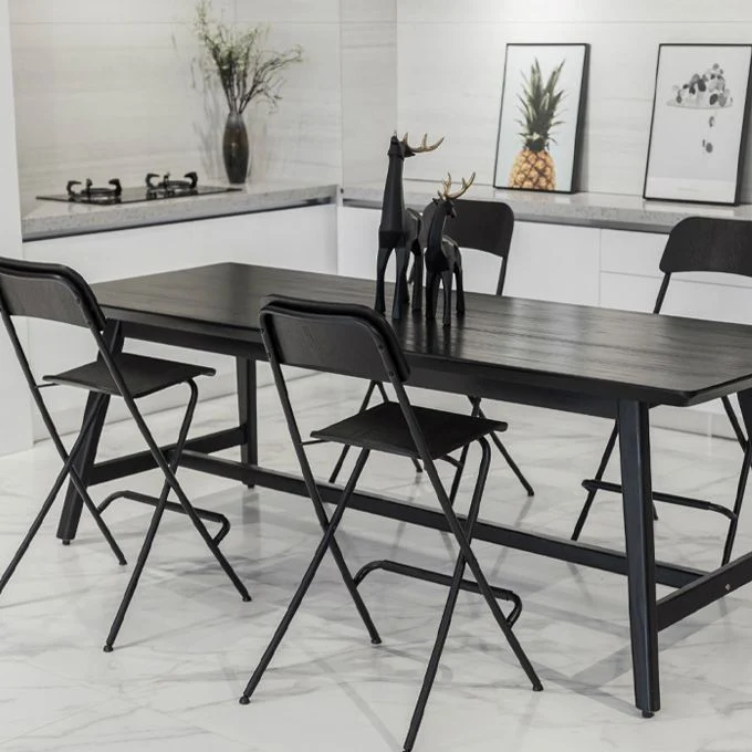 Sgabello da bancone con schienale pieghevole industriale legno per ristorante Clearhalo