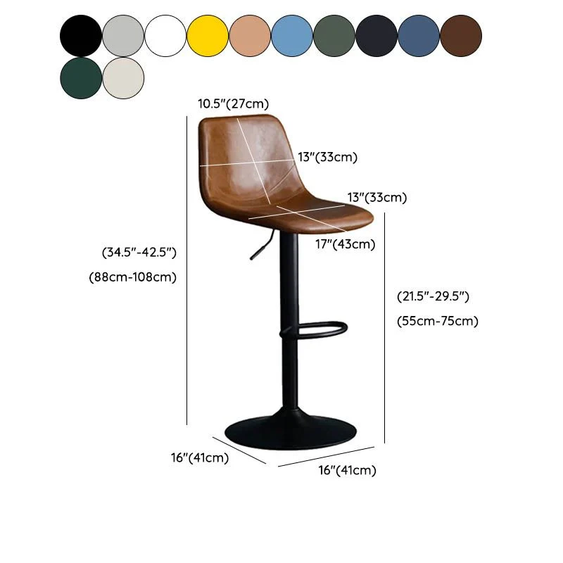 Sgabello da bancone con schienale regolabile stile moderno con cuscino pelle e base metallo Clearhalo