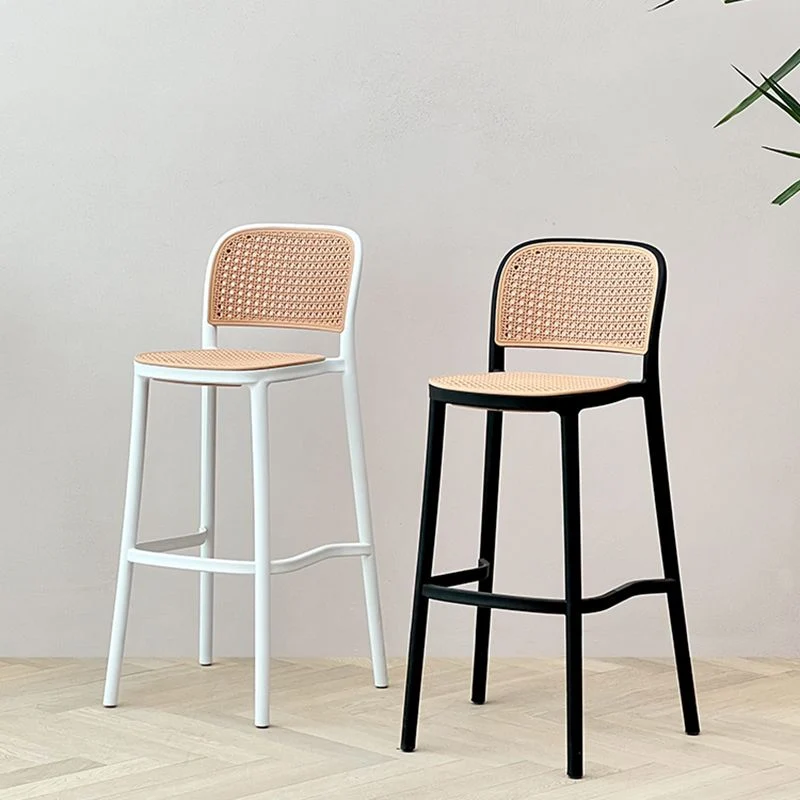 Sgabello da bancone con schienale stile moderno con base metallo e 4 gambe Clearhalo