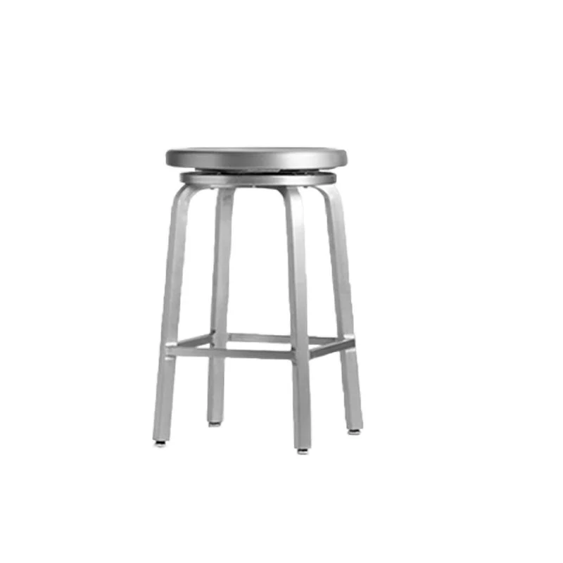 Sgabello da bancone contemporaneo senza schienale metallo color argento per uso domestico Clearhalo