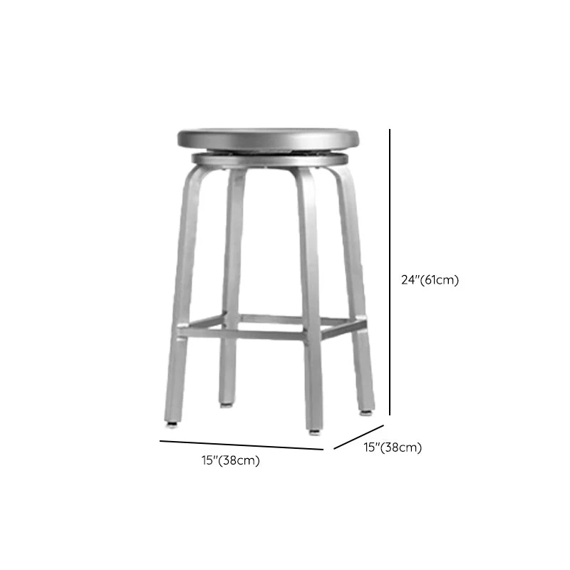 Sgabello da bancone contemporaneo senza schienale metallo color argento per uso domestico Clearhalo