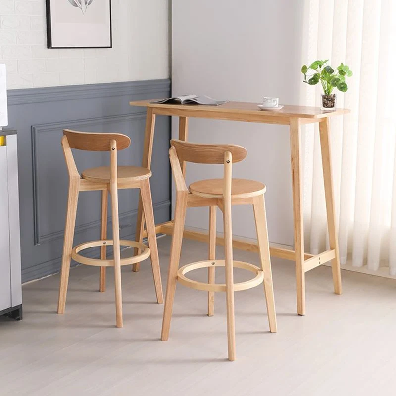 Sgabello da bancone industriale con schienale senza braccioli Sgabello da bar legno con pedale per bar Clearhalo