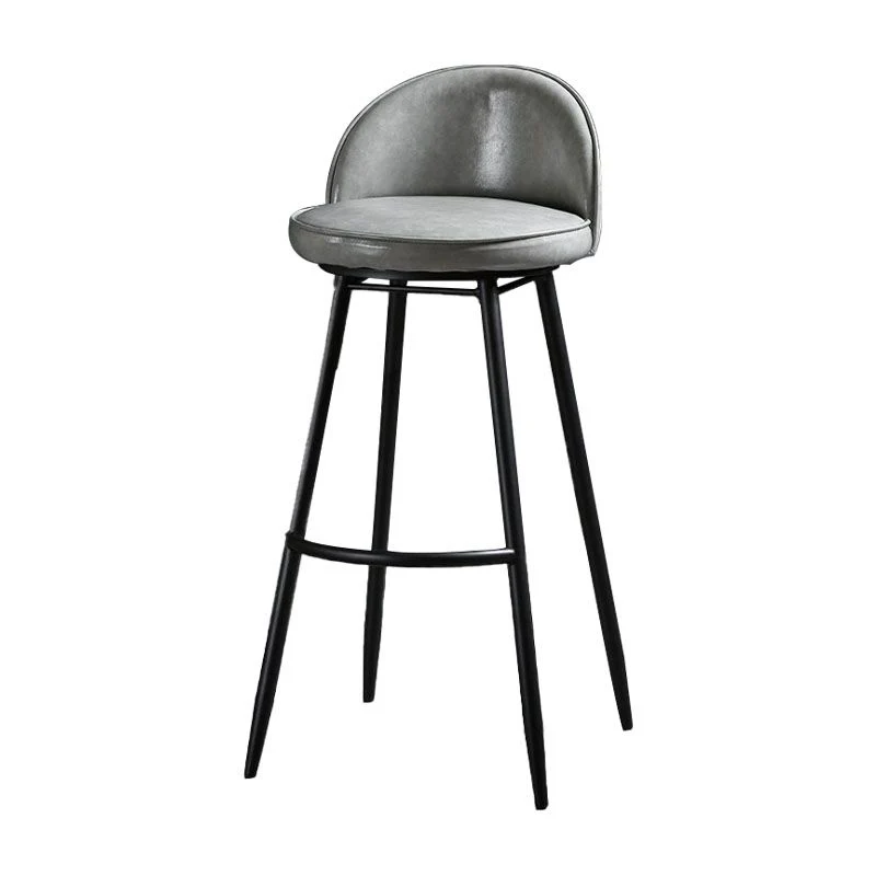 Sgabello da bancone industriale pelle per sgabelli da bar rotondi domestici con base metallo Clearhalo