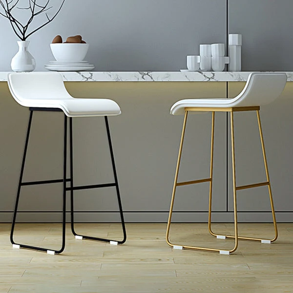 Sgabello da bancone industriale senza braccioli, sedia da bar con seduta onda solida e gambe metallo Clearhalo