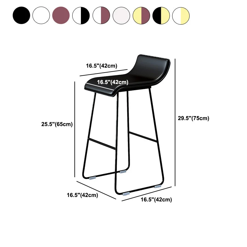 Sgabello da bancone industriale senza braccioli, sedia da bar con seduta onda solida e gambe metallo Clearhalo