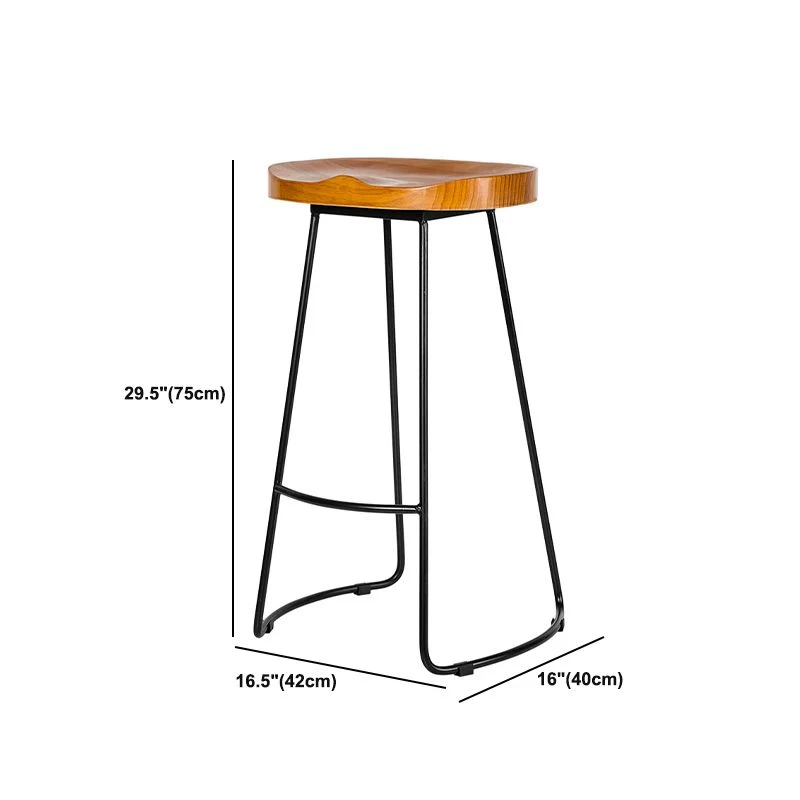 Sgabello da bancone industriale senza schienale Sgabello da bancone e bar legno naturale per caffetteria Clearhalo