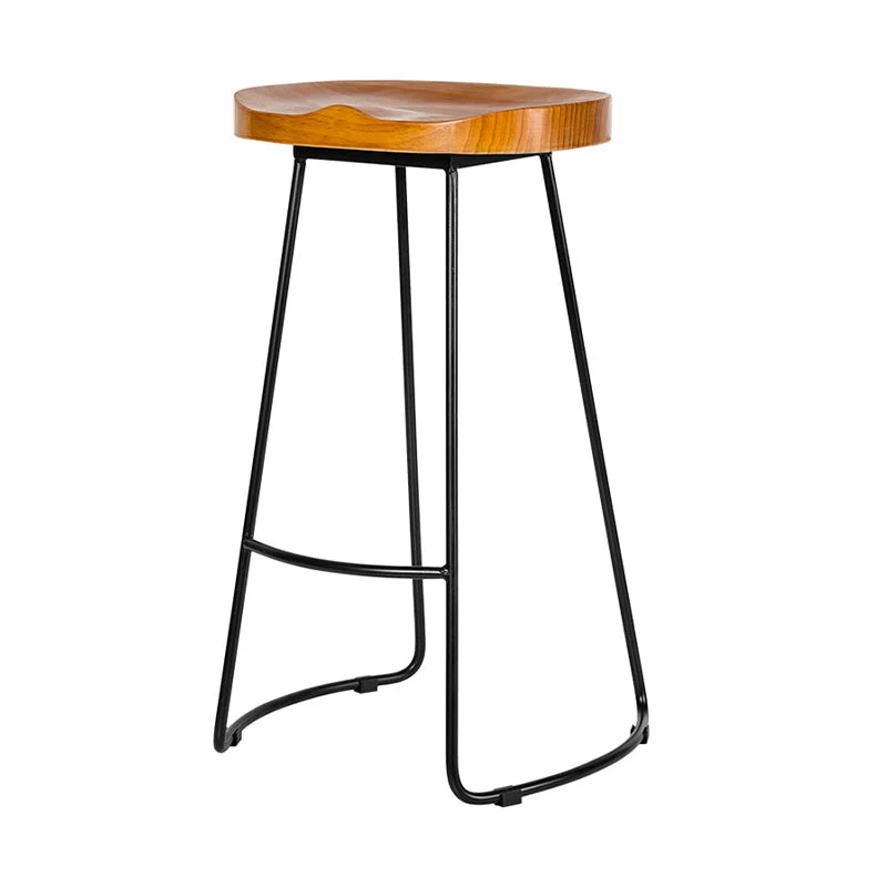 Sgabello da bancone industriale senza schienale Sgabello da bancone e bar legno naturale per caffetteria Clearhalo