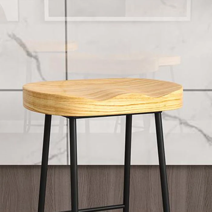 Sgabello da bancone moderno con schienale ferro, sgabello da bar per negozio di tè al latte, con sedile e pedale legno Cle...