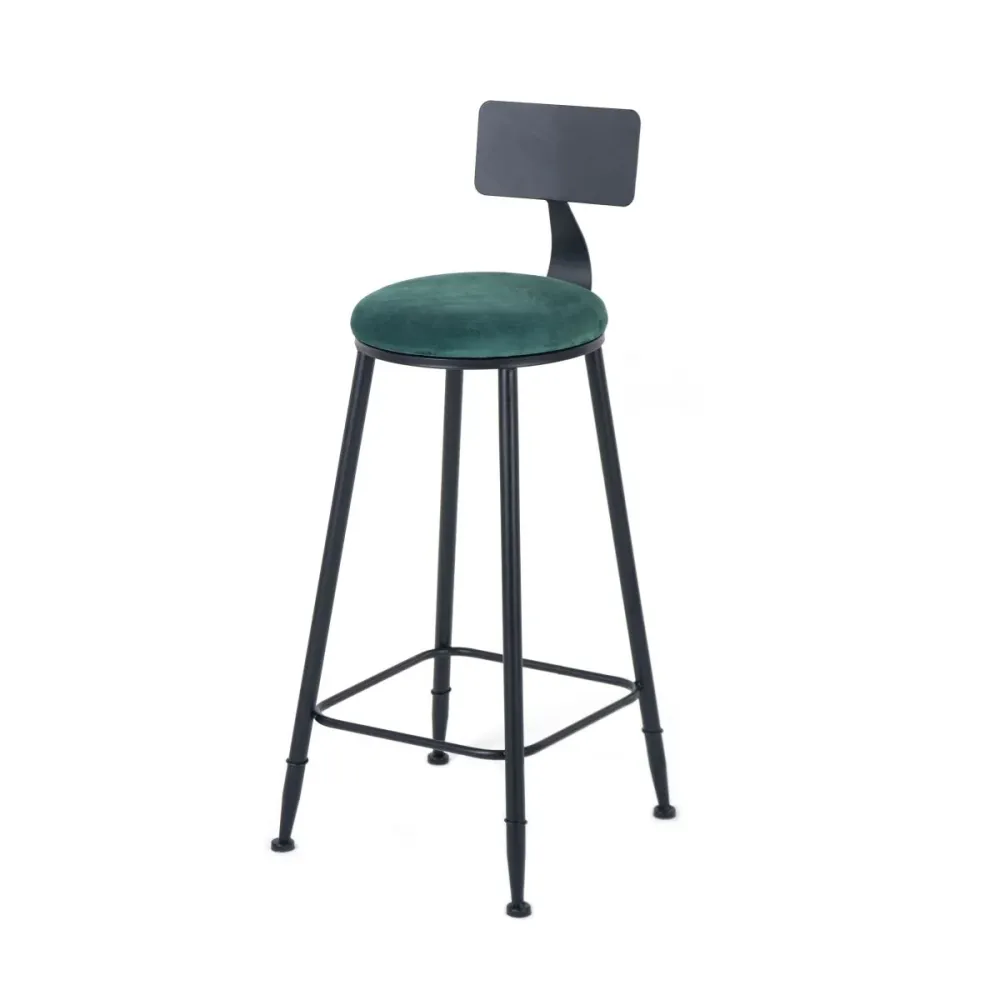 Sgabello da bancone moderno con schienale ferro e latte, sgabello da bar con cuscino e pedale Clearhalo