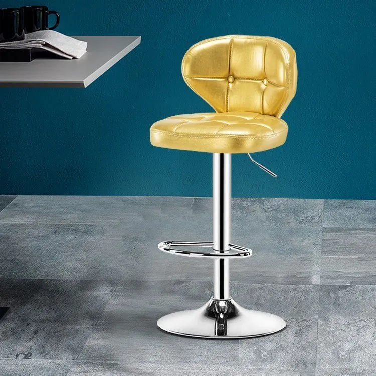 Sgabello da bancone moderno con schienale girevole Sgabello da bar cassiere acciaio con cuscino e pedale Clearhalo