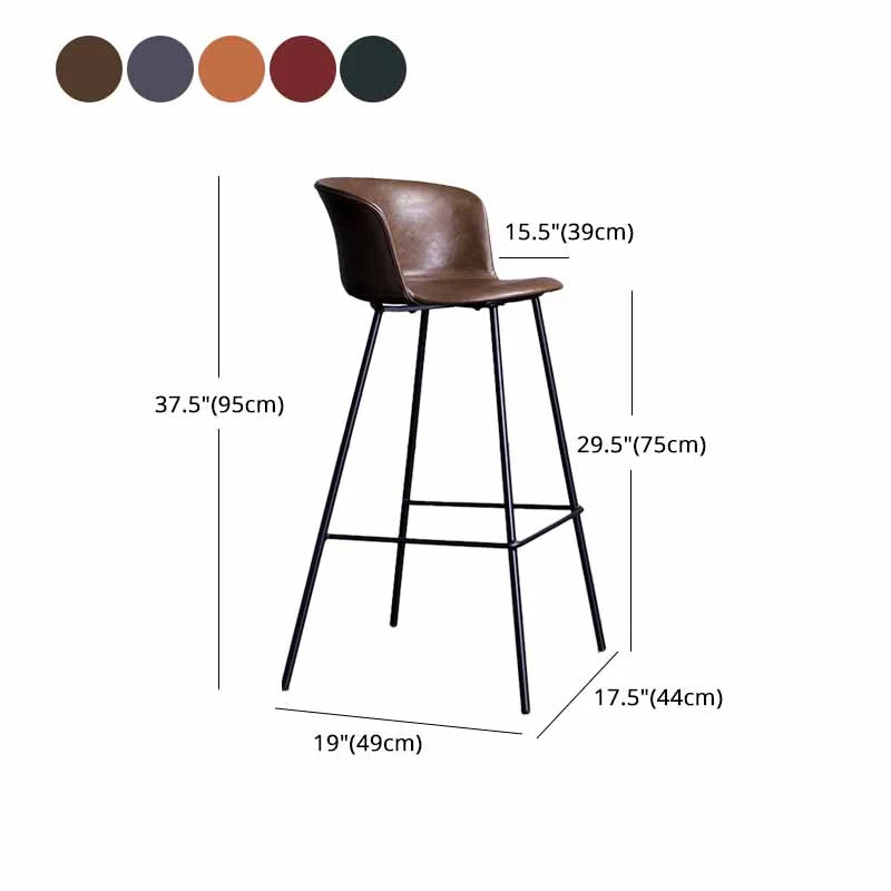 Sgabello da bancone moderno con sedili pelle da fattoria Sgabello 4 gambe metallo, set di 2 Clearhalo