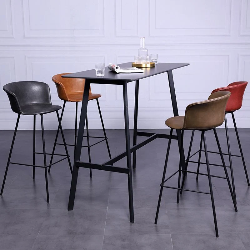 Sgabello da bancone moderno con sedili pelle da fattoria Sgabello 4 gambe metallo, set di 2 Clearhalo