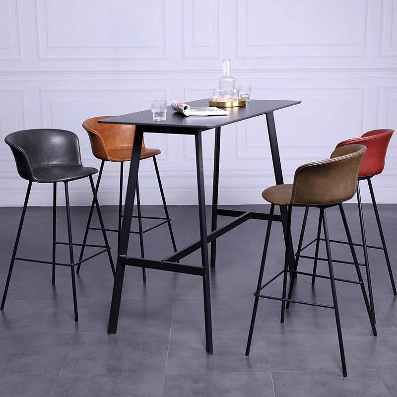 Sgabello da bancone moderno con sedili pelle da fattoria Sgabello 4 gambe metallo, set di 2 Clearhalo