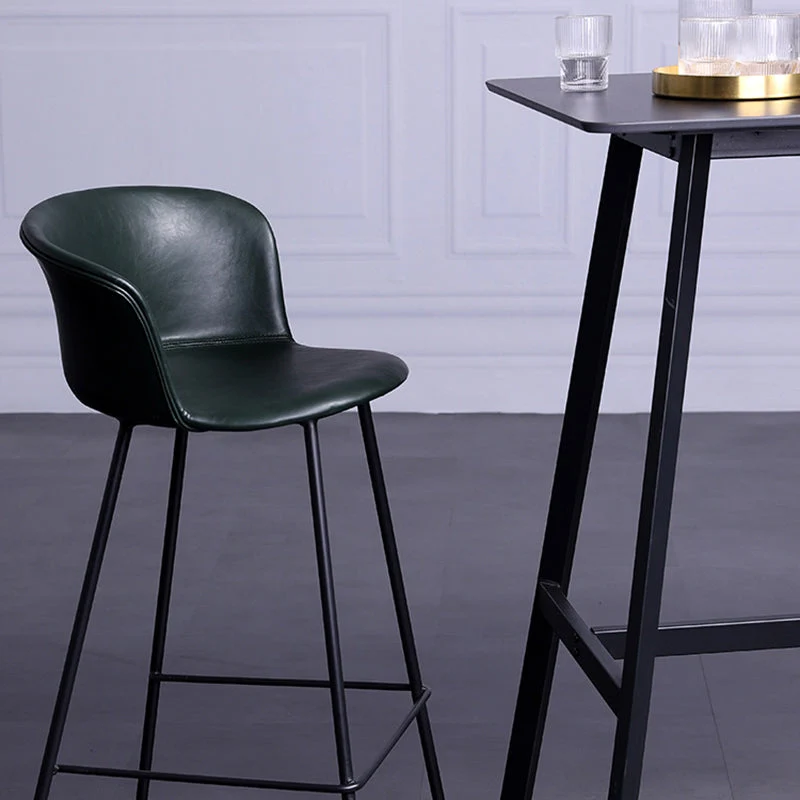 Sgabello da bancone moderno con sedili pelle da fattoria Sgabello 4 gambe metallo, set di 2 Clearhalo