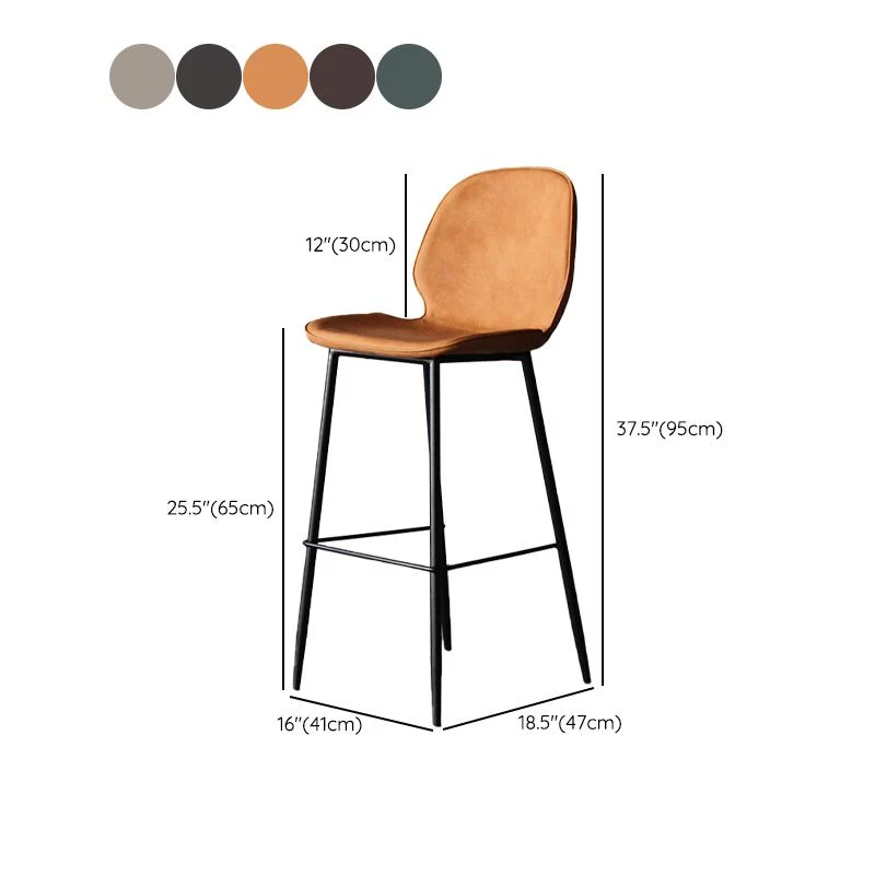 Sgabello da bancone moderno ecopelle Sgabello con schienale basso con struttura nera Clearhalo