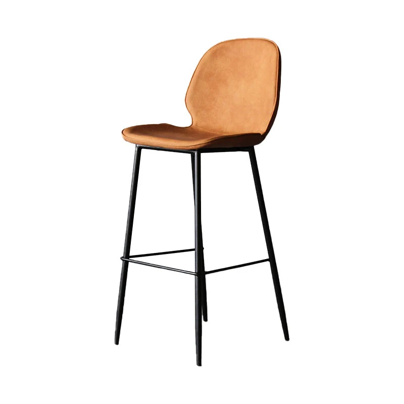Sgabello da bancone moderno ecopelle Sgabello con schienale basso con struttura nera Clearhalo