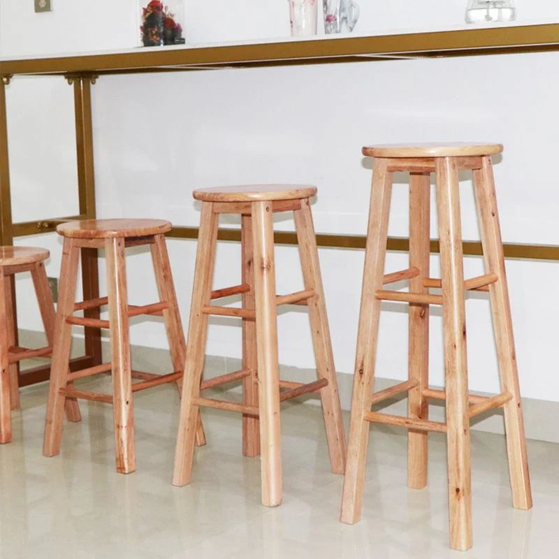 Sgabello da bancone moderno legno senza braccioli Sgabello alto legno di quercia con 4 gambe Clearhalo