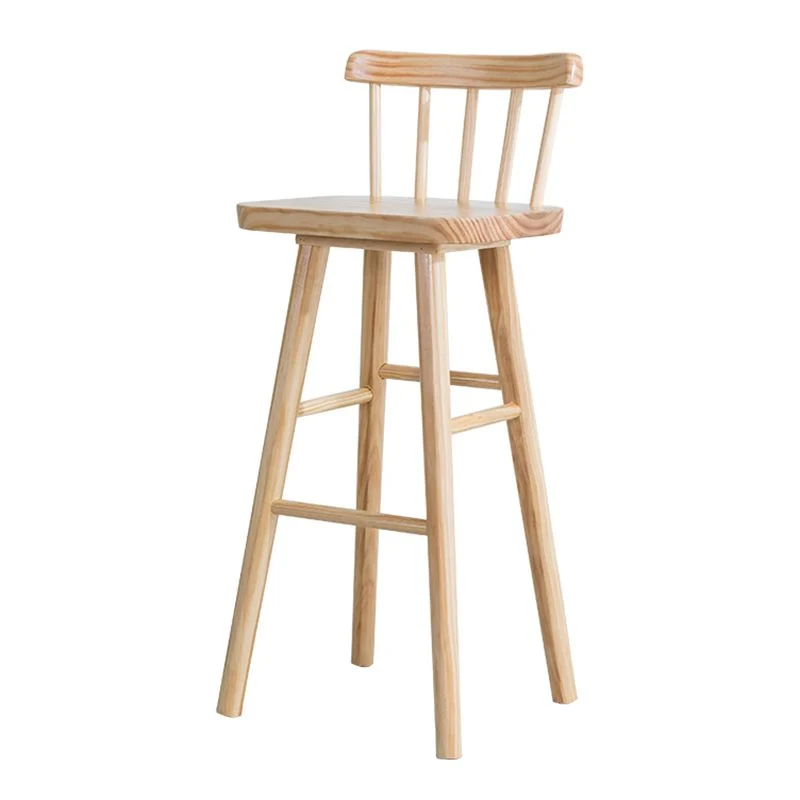 Sgabello da bancone moderno per interni Sgabello da bar quadrato legno massello naturale Clearhalo