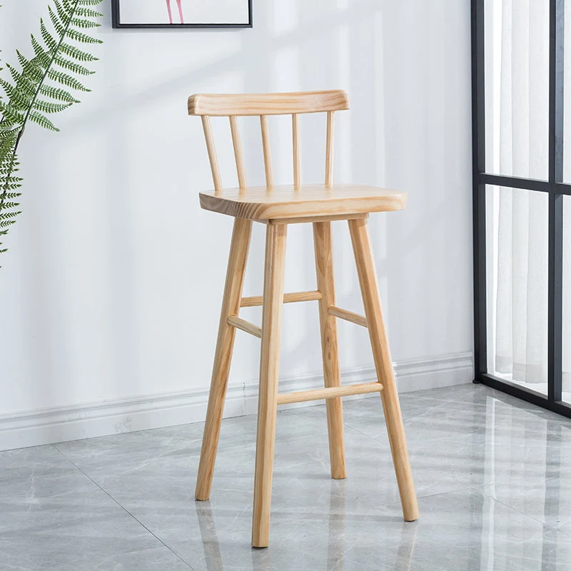 Sgabello da bancone moderno per interni Sgabello da bar quadrato legno massello naturale Clearhalo
