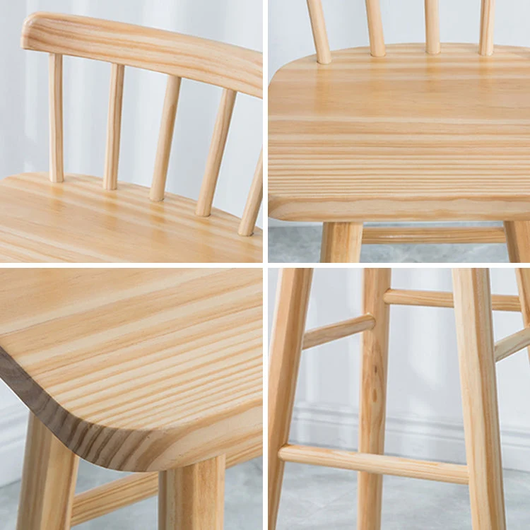 Sgabello da bancone moderno per interni Sgabello da bar quadrato legno massello naturale Clearhalo