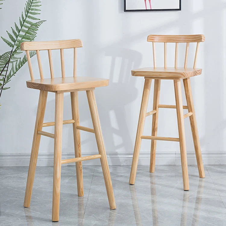 Sgabello da bancone moderno per interni Sgabello da bar quadrato legno massello naturale Clearhalo