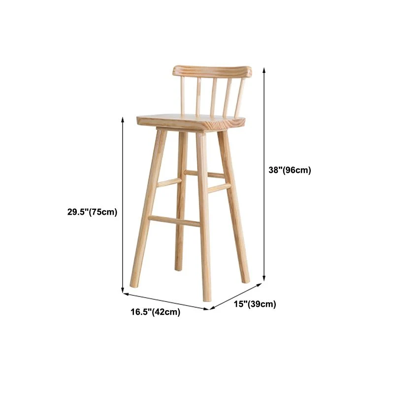 Sgabello da bancone moderno per interni Sgabello da bar quadrato legno massello naturale Clearhalo