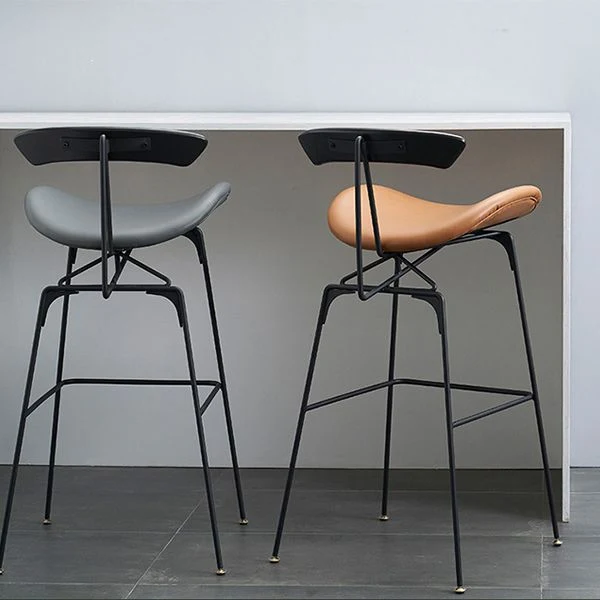 Sgabello da bancone moderno senza braccioli Sgabello da bar con schienale basso ecopelle per interni Clearhalo