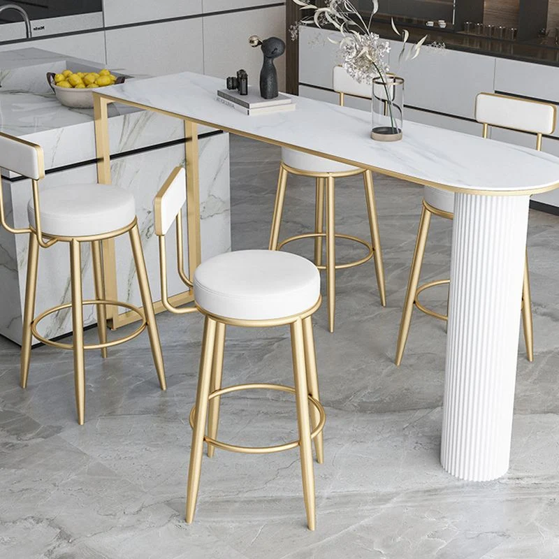 Sgabello da bancone nordico con schienale senza braccioli Sgabello da bar da cucina ferro con cuscino e pedale Clearhalo