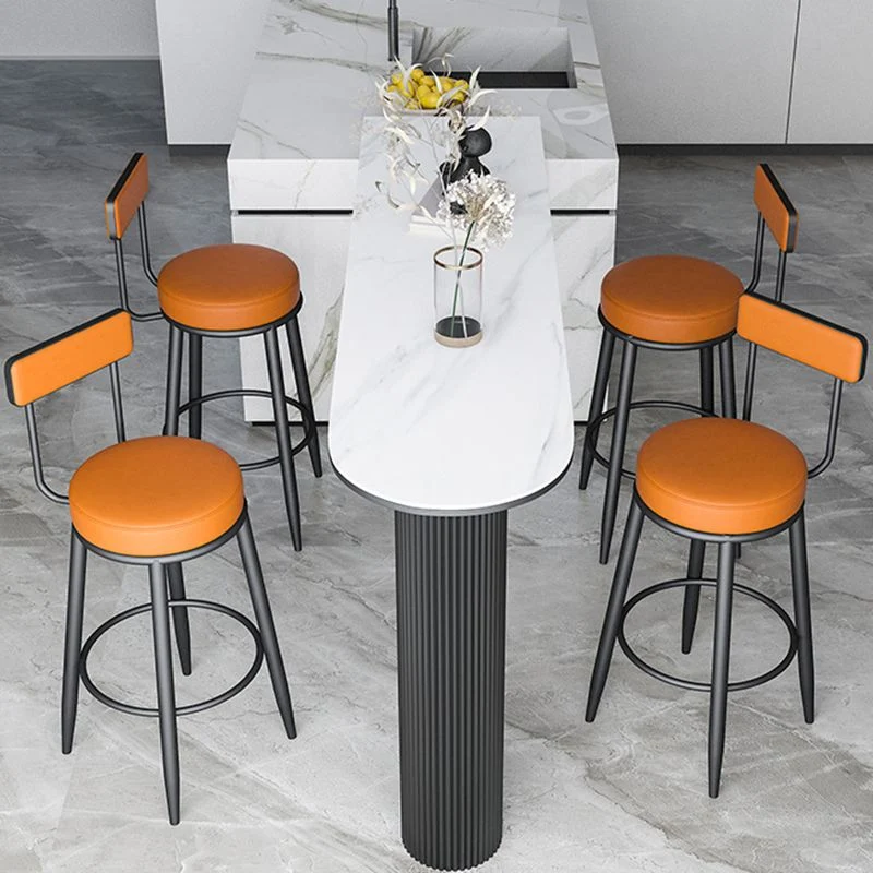 Sgabello da bancone nordico con schienale senza braccioli Sgabello da bar da cucina ferro con cuscino e pedale Clearhalo