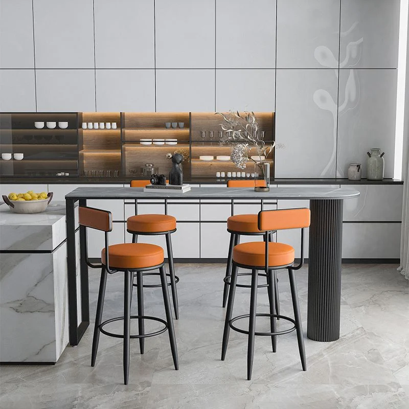 Sgabello da bancone nordico con schienale senza braccioli Sgabello da bar da cucina ferro con cuscino e pedale Clearhalo