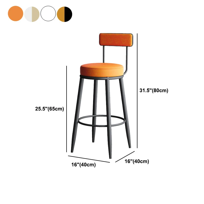 Sgabello da bancone nordico con schienale senza braccioli Sgabello da bar da cucina ferro con cuscino e pedale Clearhalo