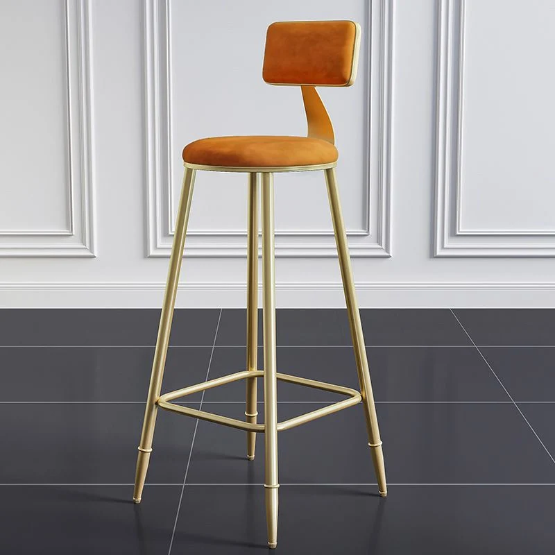 Sgabello da bancone nordico con schienale senza braccioli ferro, sgabello da bar con cuscino e pedale Clearhalo