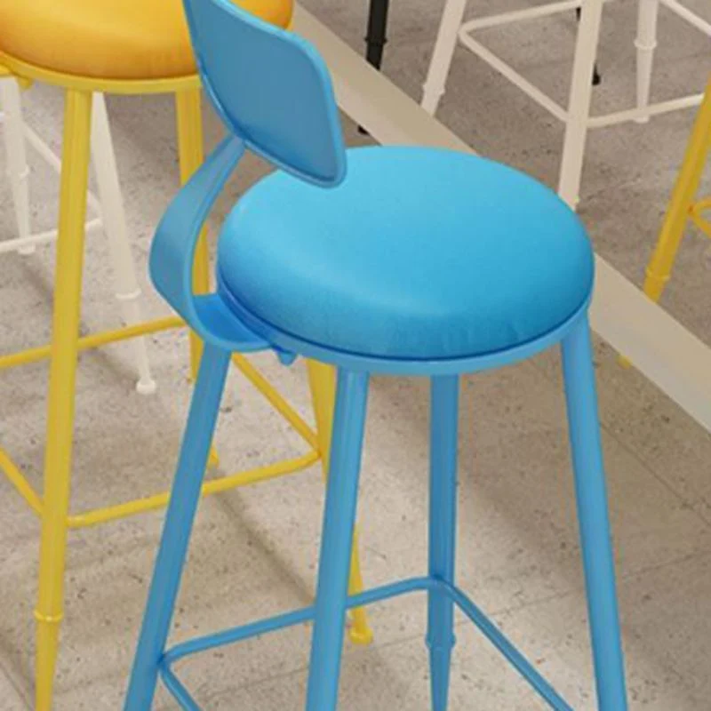 Sgabello da bancone nordico con schienale senza braccioli Sgabello da bar ferro con cuscino e pedale per bar Clearhalo