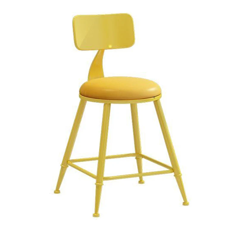 Sgabello da bancone nordico con schienale senza braccioli Sgabello da bar ferro con cuscino e pedale per bar Clearhalo