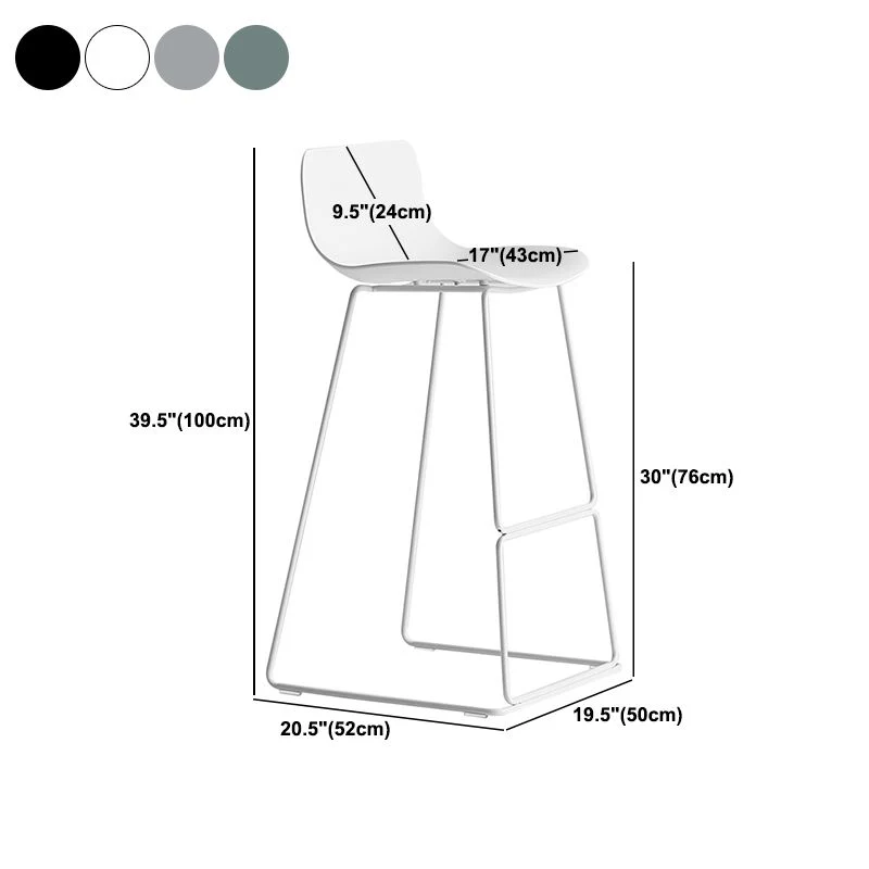 Sgabello da bancone scandinavo con schienale basso plastica senza braccioli Clearhalo