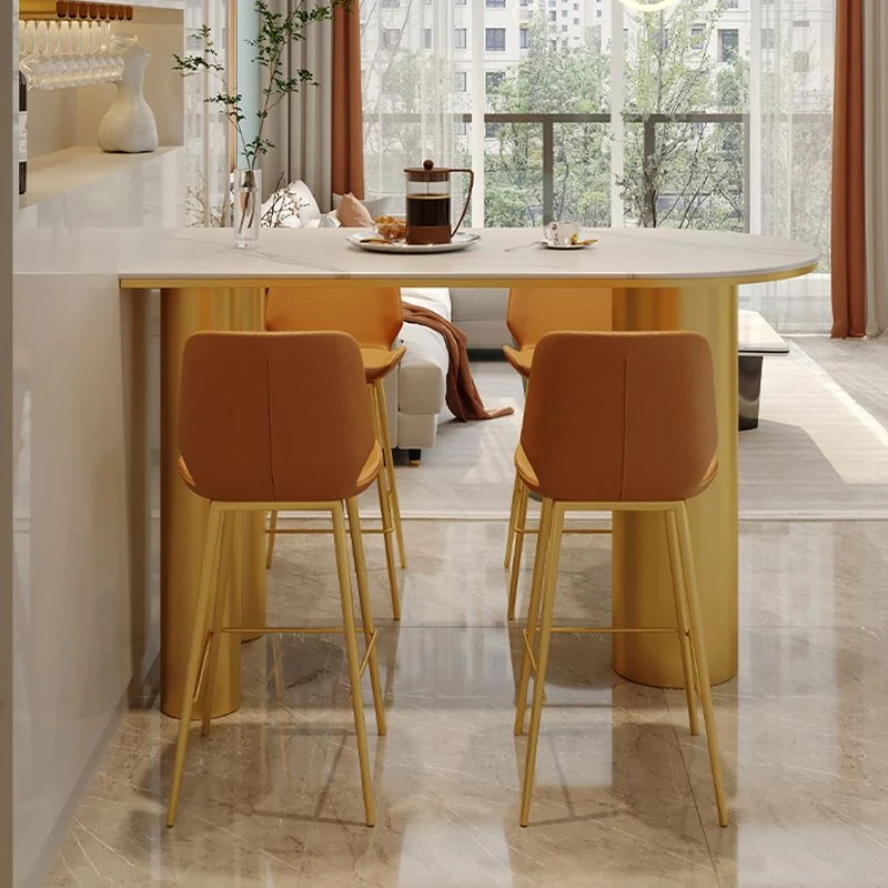 Sgabello da bancone scandinavo per interni pelle con poggiapiedi e sgabello da bar Clearhalo