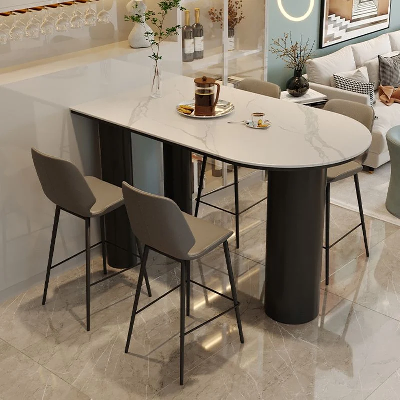 Sgabello da bancone scandinavo per interni pelle con poggiapiedi e sgabello da bar Clearhalo