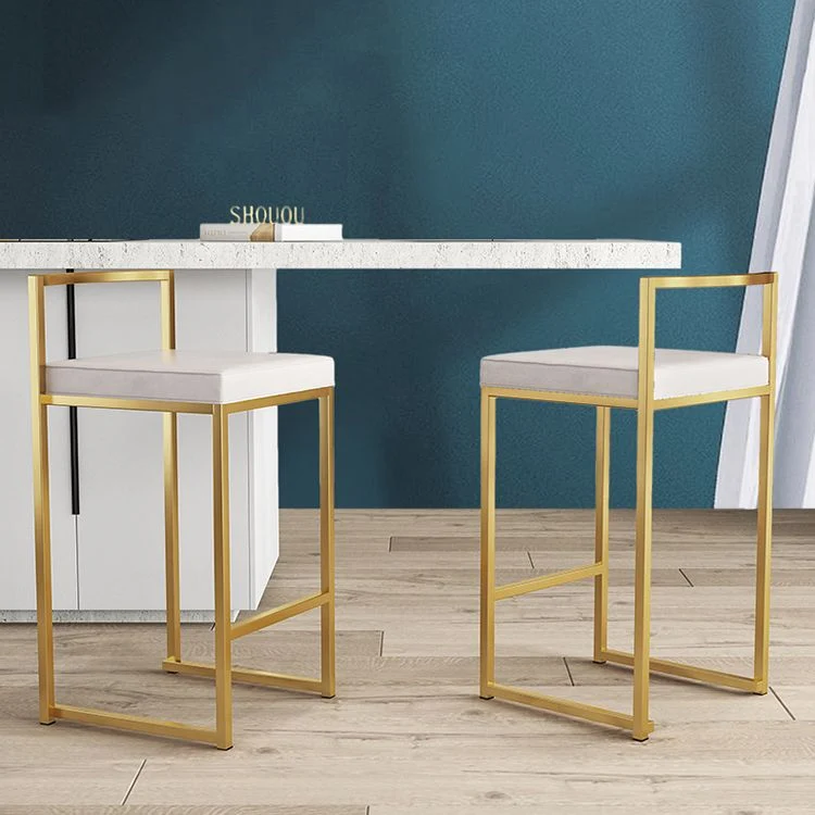 Sgabello da bancone senza braccioli con schienale nordico Sgabello da bar da cucina ferro con cuscino e pedale Clearhalo