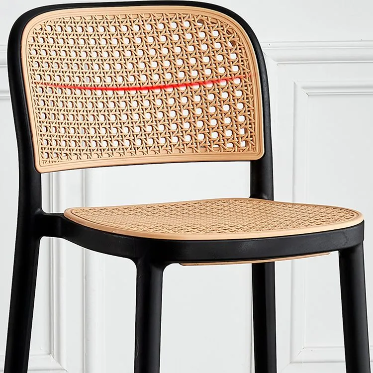 Sgabello da bancone senza braccioli con schienale moderno Sgabello alto plastica per caffetteria Clearhalo