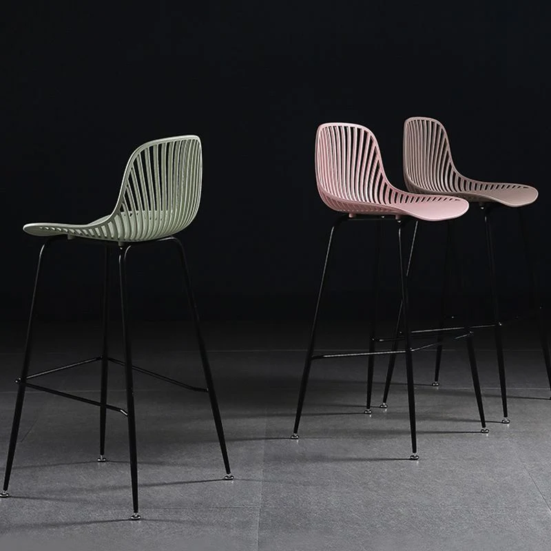 Sgabello da bancone senza braccioli con schienale alto 41 pollici Sgabello da bar moderno ferro con cuscino plastica Clear...