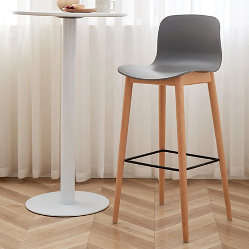 Sgabello da bancone senza braccioli con schienale nordico Sgabello da bar legno con cuscino plastica Clearhalo