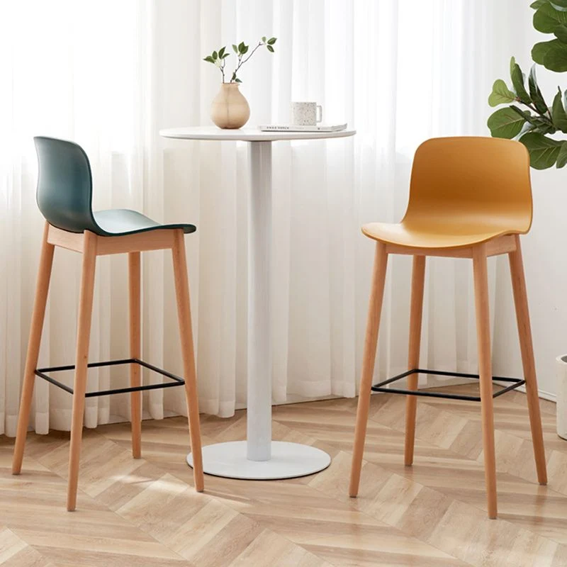Sgabello da bancone senza braccioli con schienale nordico Sgabello da bar legno con cuscino plastica Clearhalo