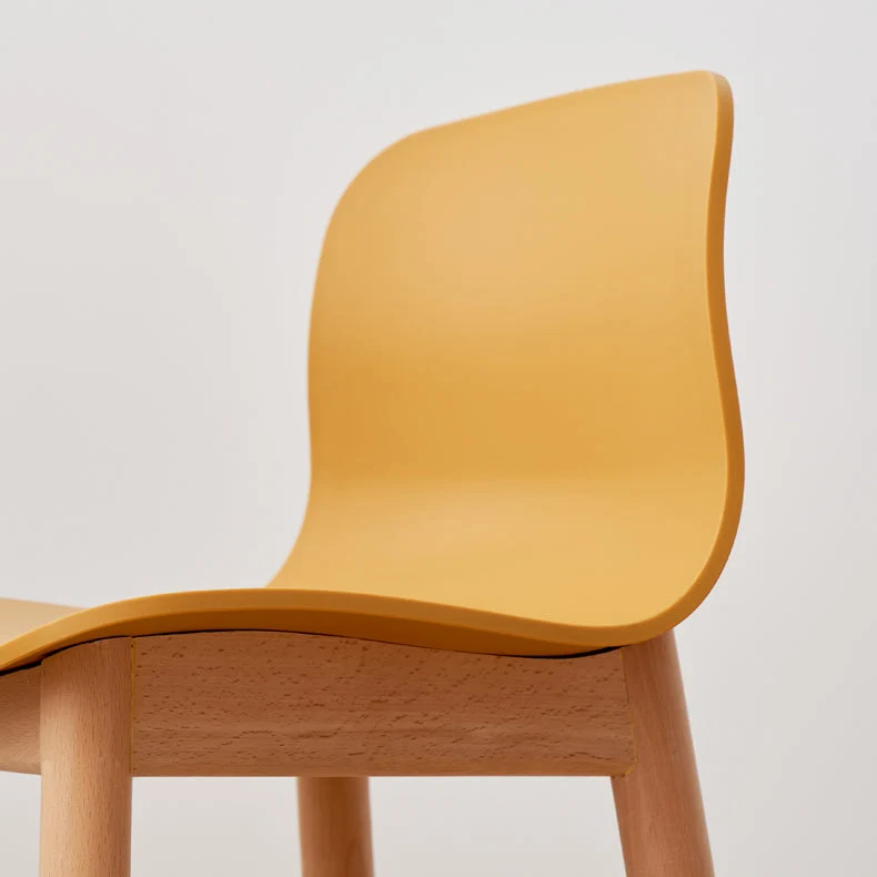 Sgabello da bancone senza braccioli con schienale nordico Sgabello da bar legno con cuscino plastica Clearhalo
