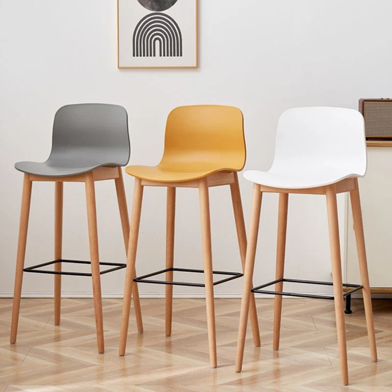 Sgabello da bancone senza braccioli con schienale nordico Sgabello da bar legno con cuscino plastica Clearhalo