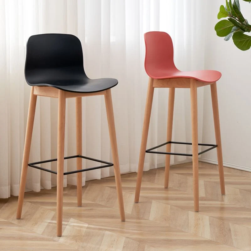 Sgabello da bancone senza braccioli con schienale nordico Sgabello da bar legno con cuscino plastica Clearhalo