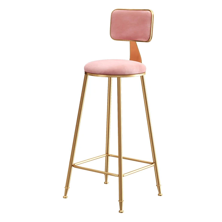 Sgabello da bancone senza braccioli con schienale nordico Sgabello da bar per negozio di dessert ferro con cuscino e pedal...
