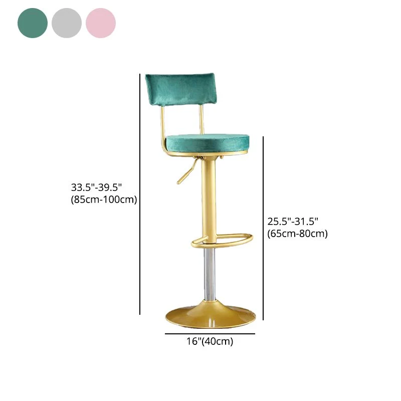 Sgabello da bancone velluto con finitura opaca Glam Sgabello da bar con poggiapiedi regolabile altezza Clearhalo